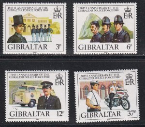 Gibraltar # 386-389, Gibraltar Police force 150th Anniversary, Mint Hinged, 1/3