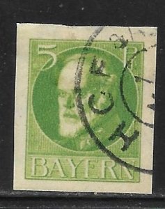 Bavaria - Scott #119 Pale yellow green Ludwig III - Imperf - F VF Used