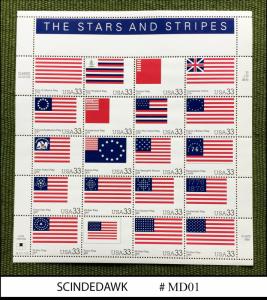 UNITED STATES USA - 1999 THE STARS AND STRIPS / FLAG - pane of 20V MIN/SHT MNH