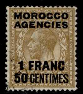 MOROCCO AGENCIES GV SG211, 1f 50 on 1s bistre-brown, FINE USED. 