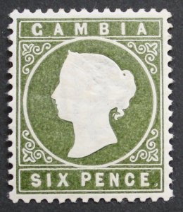 Gambia 1887 QV Six Pence (Olive-Green) SG 32d mint