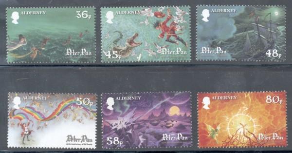 Alderney Sc 383-8 2010 Peter Pan stamp set mint NH