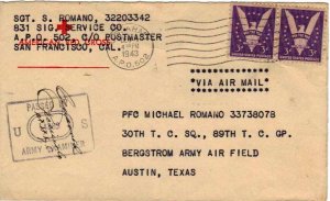 United States A.P.O.'s 3c Win the War (2) 1943 U.S. Army, A.P.O. 502 Espiritu...