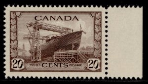 CANADA GVI SG386, 20c chocolate, NH MINT. Cat £22.