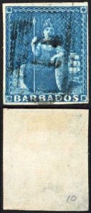 Barbados SG10 (1d) Deep Blue Cat 60 pounds