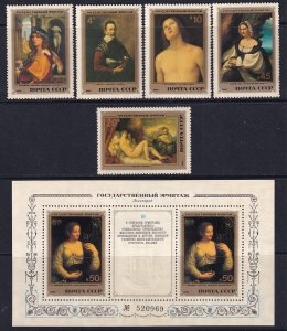 Russia 1982 Sc 5098-103 Hermitage Women Paintings Self Portrait Stamp CS SS MNH