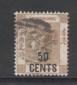 Hong Kong 1885 Queen Victoria Surcharge 50c on 48c Scott # 53 Used
