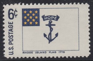 US 1349 Historic Flags Rhode Island Flag 1775 6c single (1 stamp) MNH 1968