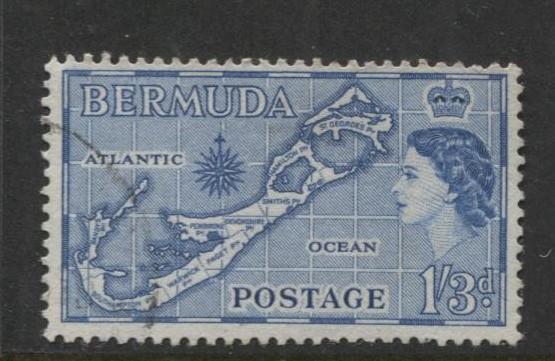 Bermuda - Scott 156 - QEII-Definative-1953 - VFU - Single 1/3d Stamp