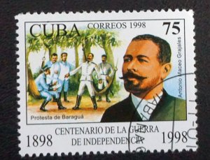 Cuba Sc# 3981  WAR FOR INDEPENDENCE  75c  ANTONIO MACEO  1998   used / cto