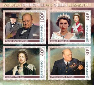 Stamps .Churchill  and Queen Elizabeth II 2023 year, 1+1 sheets  perforated  NEW