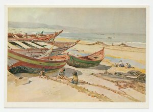 Postal stationery Portugal Fishing boats on the beach