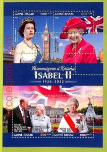 B0397 - GUINE-BISSAU - MISPERF ERROR Stamp Sheet - 2022 - Royalty ELIZABETH II-