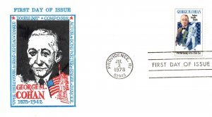 SCOTT 1756 GEORGE M. COHAN DOODLE BOY COMPOSER CACHET FDC CANCEL 1978