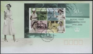 Cocos Islands 2004 FDC Sc 340a QEII Royal Visit 50th ann Sheet