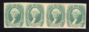 CSA 1863 20¢ Washington Strip of 4 - OG MNH - SC# 13   (ref# 239499)