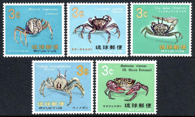 Ryukyu 173-177, MNH. Crabs, 1968-1969