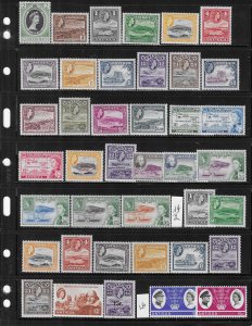 ANTIGUA SCOTT #106-212 1953-68 QEII SELECTION - MINT XLIGHT HINGED