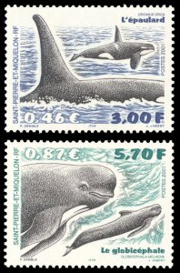 St. Pierre & Miquelon WHALES 2001 Scott #702-703 Mint Never Hinged