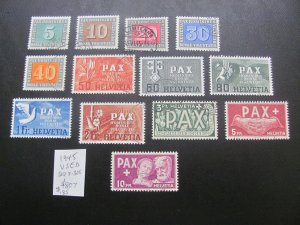 SWITZERLAND 1945 USED SC 295-305 XF  $807 (152)