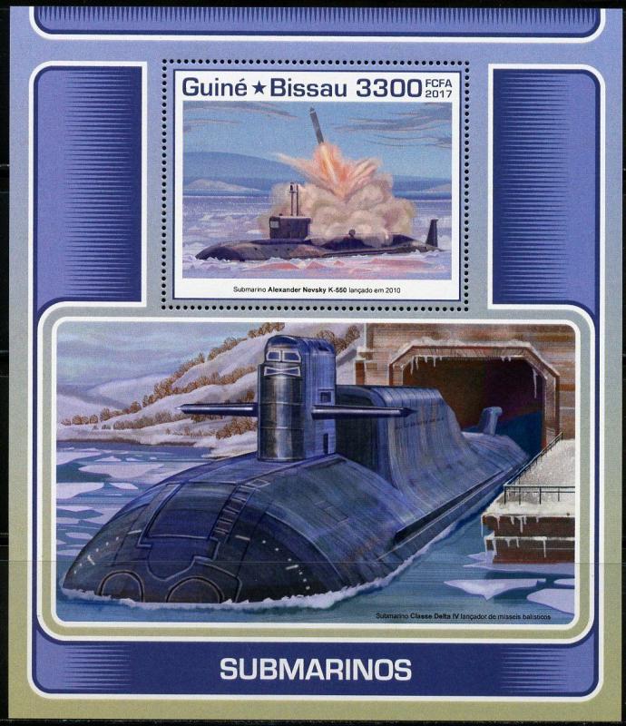 GUINEA BISSAU 2017 SUBMARINES SOUVENIR SHEET MINT NEVER HINGED