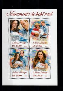 Sao Tome Principe 2013 MNH Birth Prince George Royal Baby 4v M/S William Kate