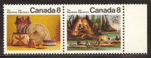 Canada Scott 567a MNHOG Pair - 1973 Algonkian Artifacts, Tagged - SCV $0.70