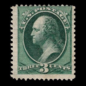 WCstamps: U.S. Scott #158 Var 3c Olive Grn On Horizontally Ribbed Paper CV $375