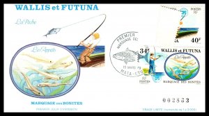 Wallis and Futuna Islands 223-228 Fish Set of Three U/A FDC