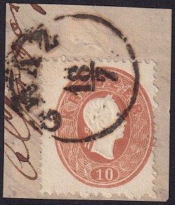 Austria - 1860 - Scott #15 - used on piece - GRAZ pmk