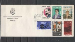 Guatemala, Scott cat. C739-C744. Lindbergh, Edison, Cinem. Long First day cover.