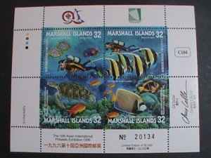 MARSHALL ISLAND-1996 SC# 614 MARINE LIFE- LOVELY TROPICAL FISHES- MNH-S/S VF