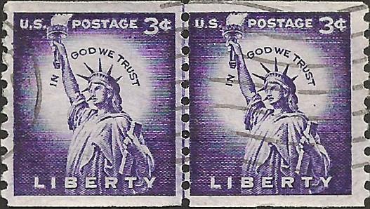 # 1057a DRY PRINT LARGE HOLES USED Line Pair STATUE OF LIBERTY    