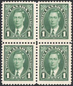 Canada SC#231 1¢ King George VI Block of Four (1937) MNH