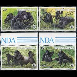 RWANDA 1985 - Scott# 1208-11 WWF-Chimp Set of 4 LH