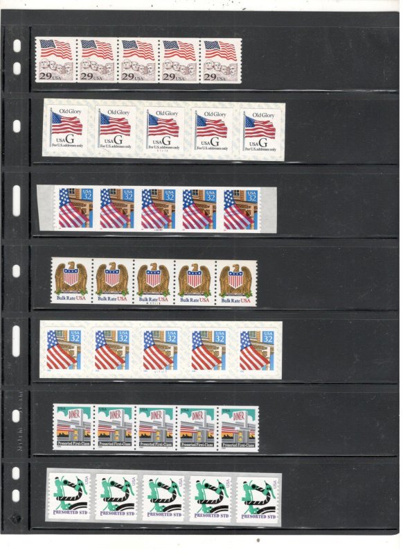 US PLATE# COIL STRIP COLLECTION MNH