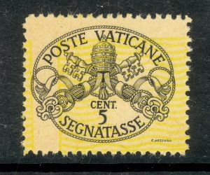 VATICAN CITY 1945 5c PAPAL ARMS POSTAGE DUE Misplaced Background Sc J7 MLH