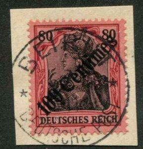 German Offices Turkey SC# 59 o/p 100c on 80pf Germany wmk 125 Used on PIece