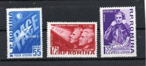 ROMANIA 1961 SPACE SET OF 3 STAMPS MNH