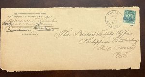 D)1909, UNITED STATES, FRONT LETTER CIRCULATED WITH CULAS CANCELLATION, GOVERNM