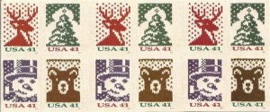 US Stamp 2007 Christmas Holiday Knits Booklet Pane of 20 Stamps #4210d
