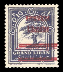 Lebanon #86 (YT 98c) Cat€55, 1928 .10p dark violet, double overprint, light...