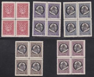 Vatican City # 72-76, Mint NH, Blocks of Four