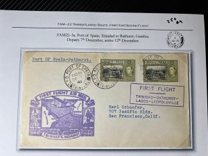 1941 Trinidad Airmail FFC First Flight Cover Port of Spain to San Francisco USA