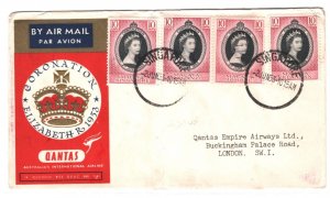 MALAYA STATES SINGAPORE Mixed Franking Cover QEII CORONATION FLIGHT 1953 MA1123