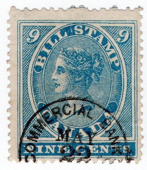 (I.B) Canada Revenue : Bill Stamp 9c (1864) 