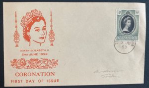 1953 Tristan Da Cunha First Day Cover FDC Queen Elizabeth II Coronation Issue