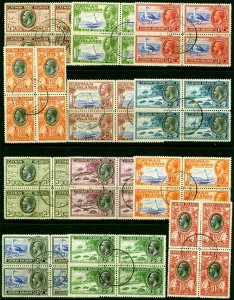 Cayman Islands 1935 Set of 12 SG96-107 in Superb Used Blocks of 4