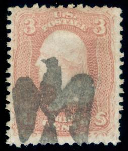 MOMEN: US STAMPS #65 USED FANCY EAGLE SKINNER-ENO PA-B23a PSE CERT LOT #87687