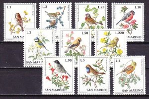 San Marino, Scott cat. 777-786. Various Birds issue.